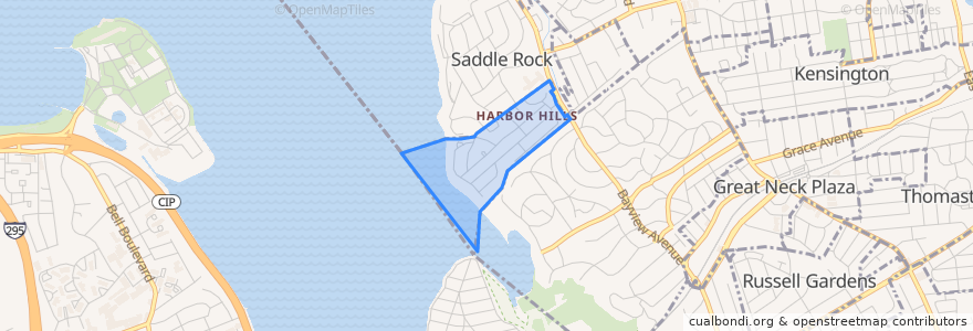 Mapa de ubicacion de Harbor Hills.