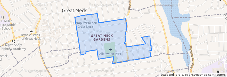 Mapa de ubicacion de Great Neck Gardens.