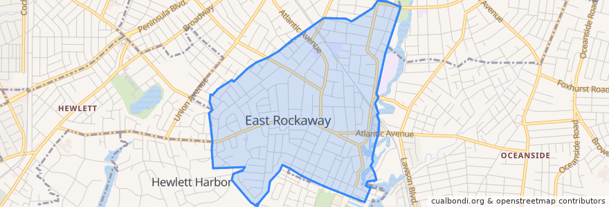 Mapa de ubicacion de East Rockaway.