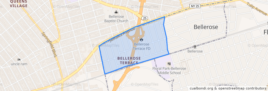 Mapa de ubicacion de Bellerose Terrace.