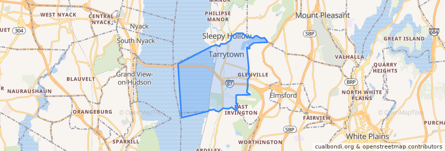 Mapa de ubicacion de Tarrytown.