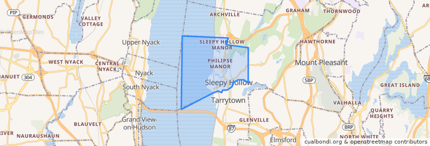 Mapa de ubicacion de Sleepy Hollow.