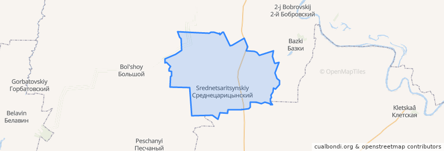 Mapa de ubicacion de Среднецарицынское сельское поселение.