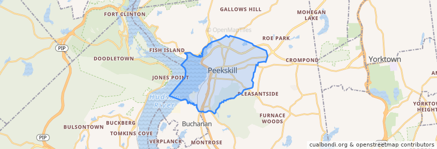 Mapa de ubicacion de Peekskill.