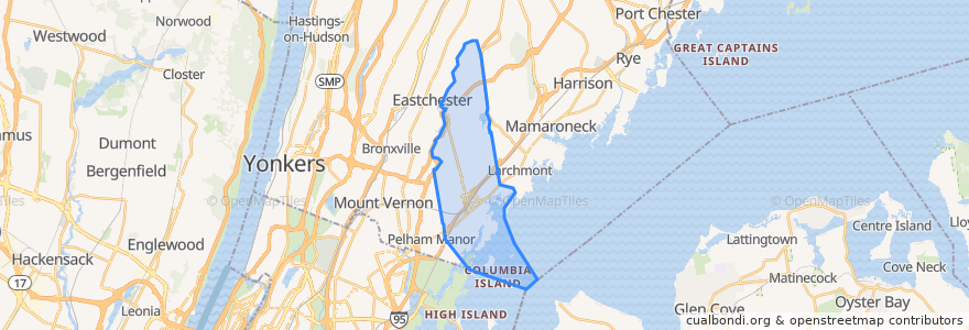 Mapa de ubicacion de New Rochelle.