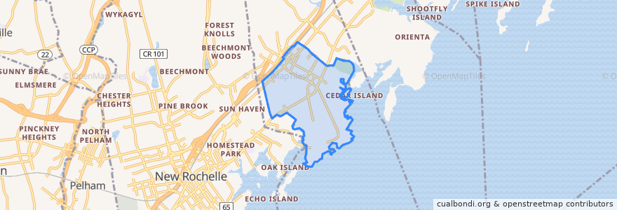 Mapa de ubicacion de Larchmont.