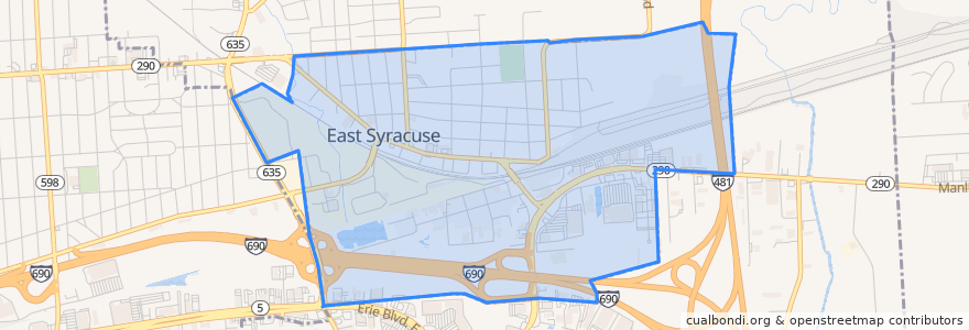 Mapa de ubicacion de East Syracuse.