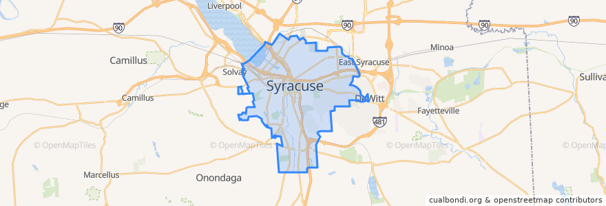 Mapa de ubicacion de Syracuse.