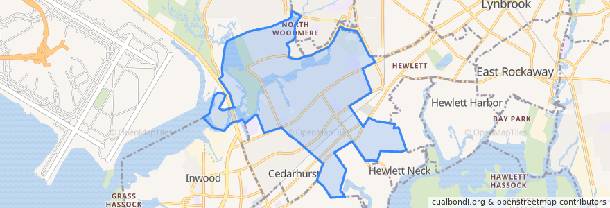 Mapa de ubicacion de Woodmere.