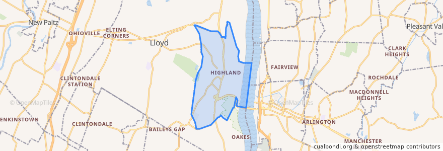 Mapa de ubicacion de Highland.