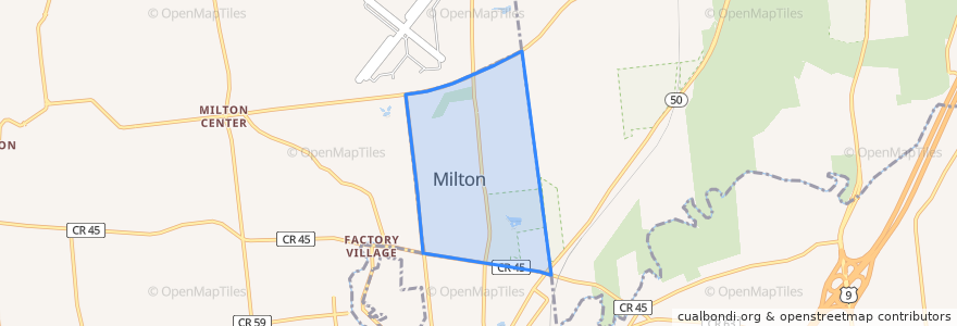 Mapa de ubicacion de Milton.