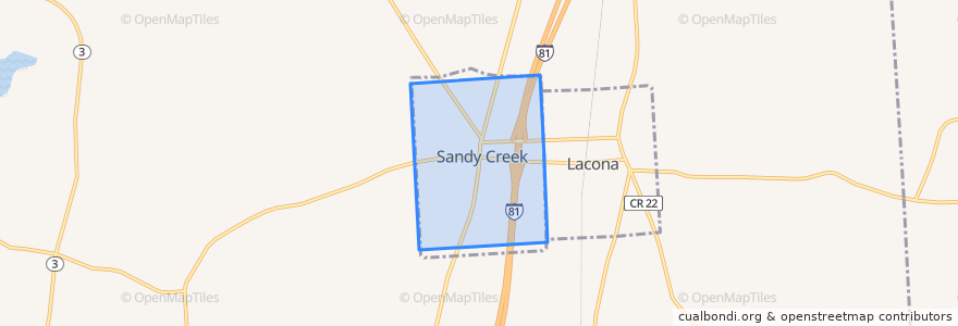 Mapa de ubicacion de Sandy Creek.