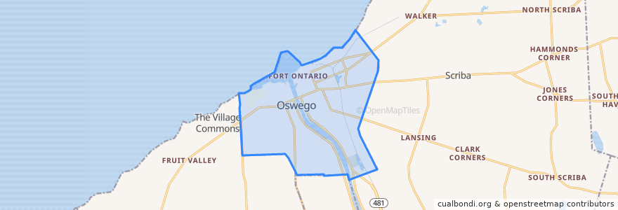 Mapa de ubicacion de Oswego.