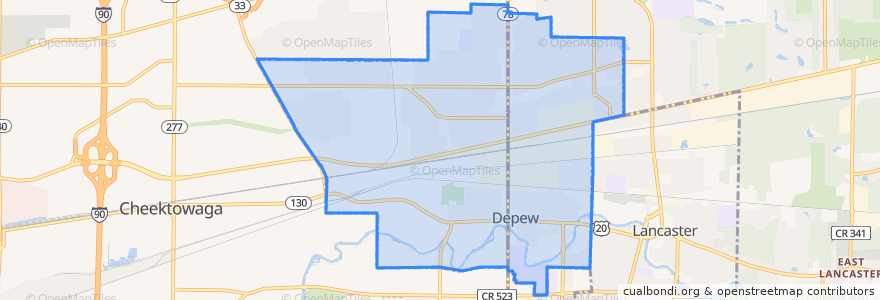 Mapa de ubicacion de Depew.