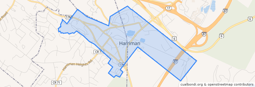 Mapa de ubicacion de Harriman.