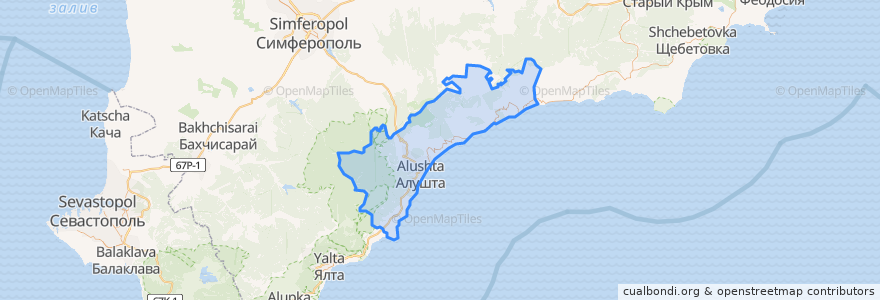 Mapa de ubicacion de Алуштинский городской совет.