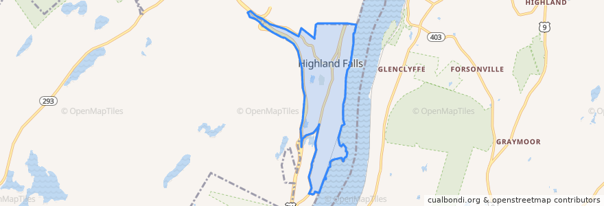 Mapa de ubicacion de Highland Falls.