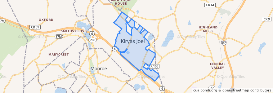 Mapa de ubicacion de Kiryas Joel.