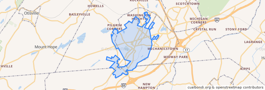 Mapa de ubicacion de Middletown.