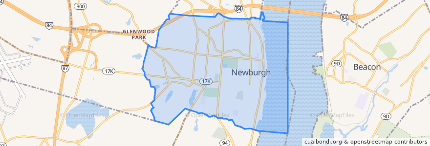 Mapa de ubicacion de Newburgh.