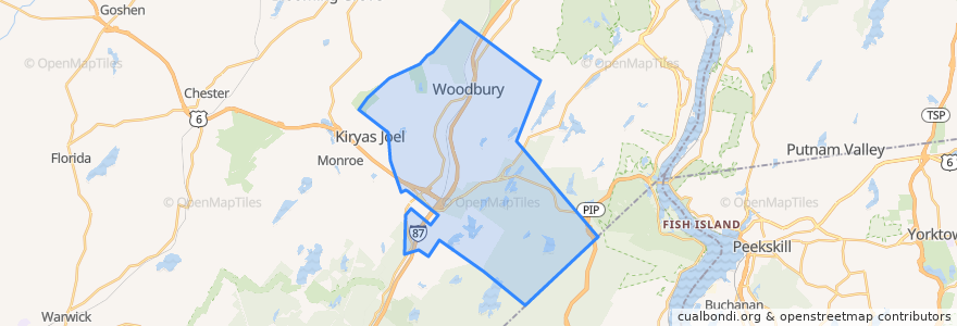 Mapa de ubicacion de Woodbury.