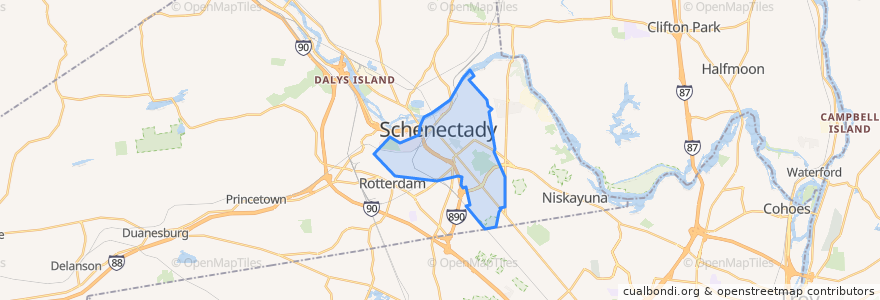 Mapa de ubicacion de Schenectady.