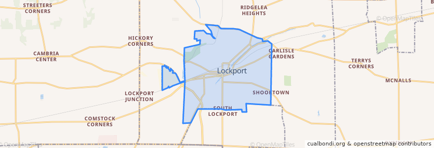 Mapa de ubicacion de Lockport.