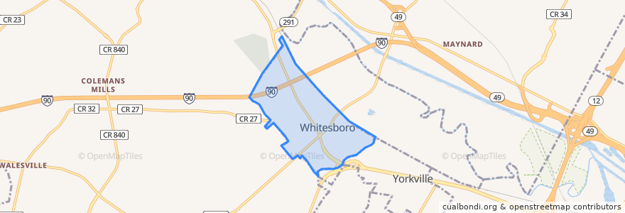 Mapa de ubicacion de Whitesboro.