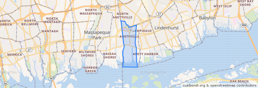 Mapa de ubicacion de Amityville.