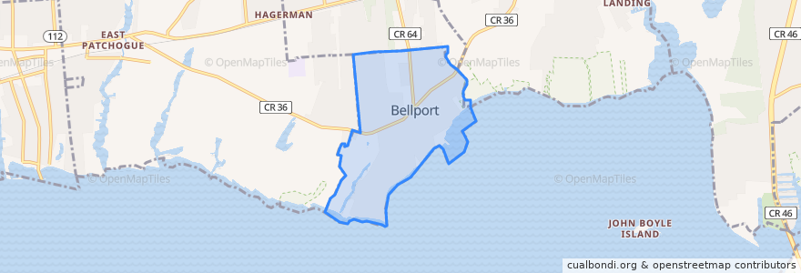 Mapa de ubicacion de Bellport.