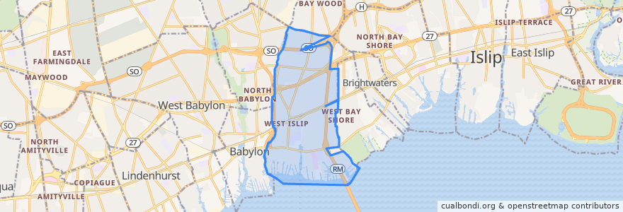 Mapa de ubicacion de West Islip.