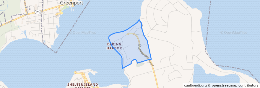 Mapa de ubicacion de Dering Harbor.