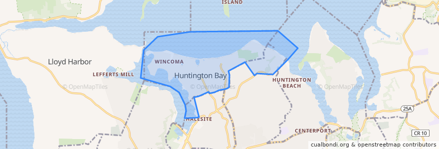 Mapa de ubicacion de Huntington Bay.