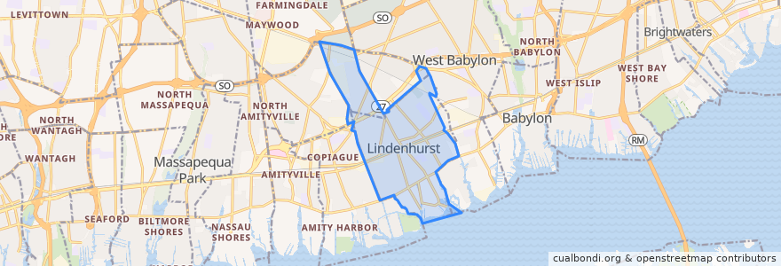 Mapa de ubicacion de Lindenhurst.