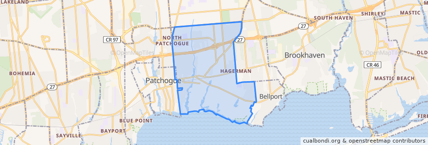 Mapa de ubicacion de East Patchogue.