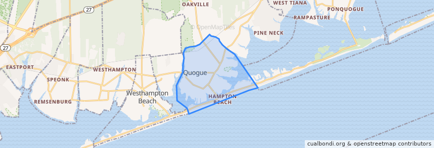 Mapa de ubicacion de Quogue.