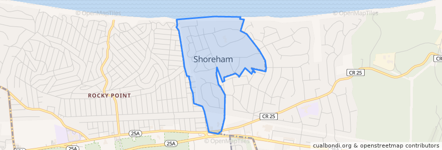 Mapa de ubicacion de Shoreham.