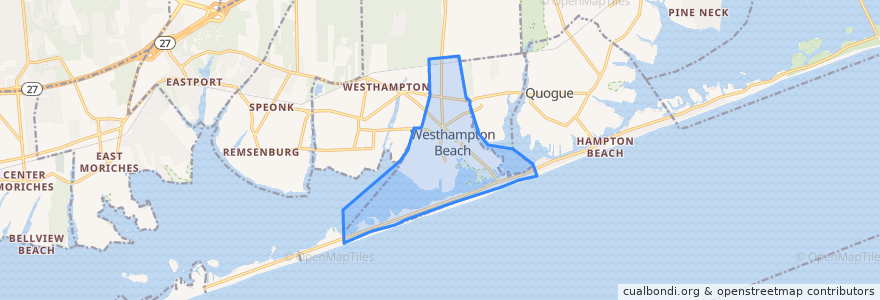 Mapa de ubicacion de Westhampton Beach.