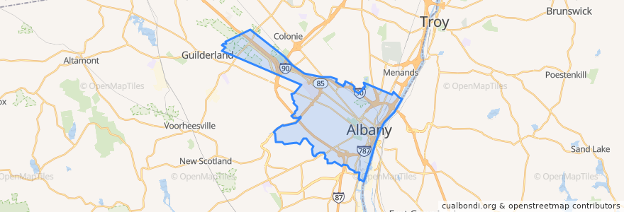 Mapa de ubicacion de Albany.