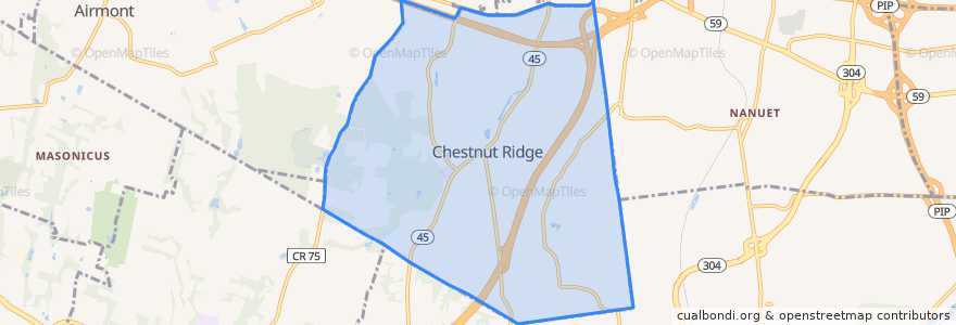 Mapa de ubicacion de Chestnut Ridge.