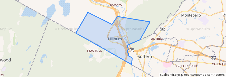 Mapa de ubicacion de Hillburn.