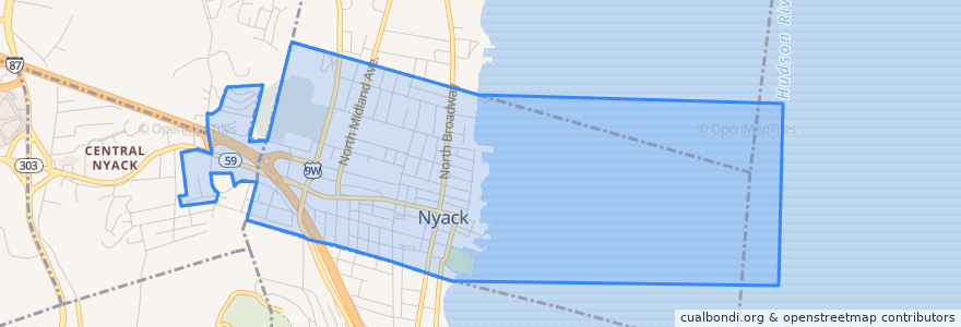 Mapa de ubicacion de Nyack.