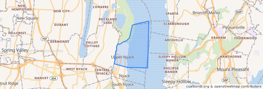 Mapa de ubicacion de Upper Nyack.