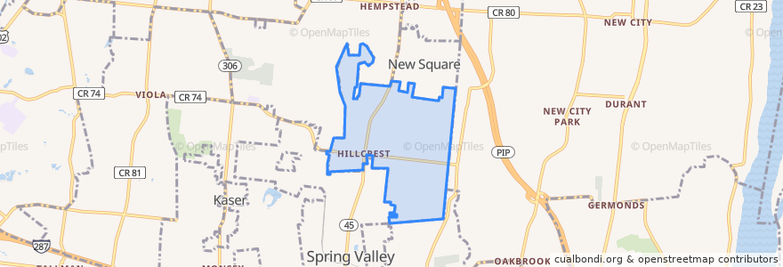 Mapa de ubicacion de Hillcrest.