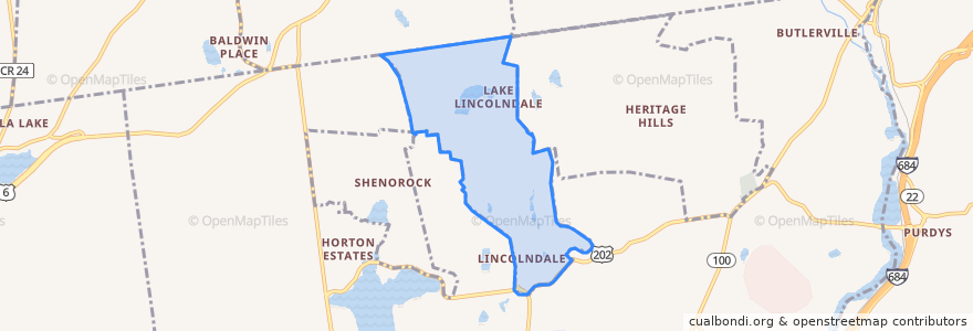 Mapa de ubicacion de Lincolndale.