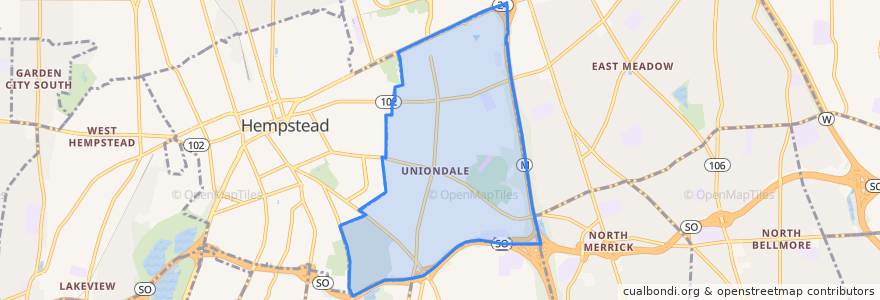 Mapa de ubicacion de Uniondale.