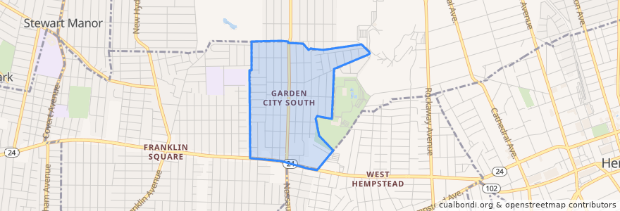 Mapa de ubicacion de Garden City South.