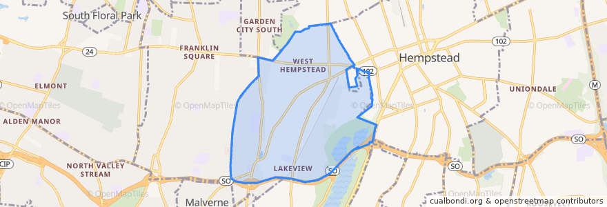 Mapa de ubicacion de West Hempstead.