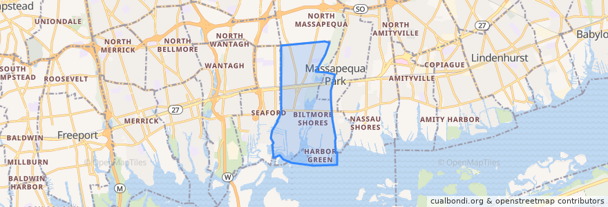 Mapa de ubicacion de Massapequa.