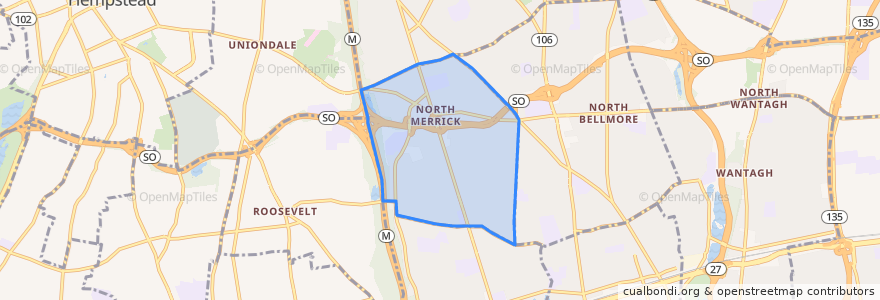 Mapa de ubicacion de North Merrick.